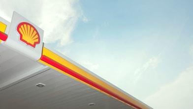 Emblème du pétoncle Shell sur une station-service