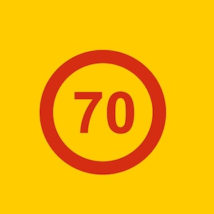 panneau de limitation de la vitesse à&nbsp;70