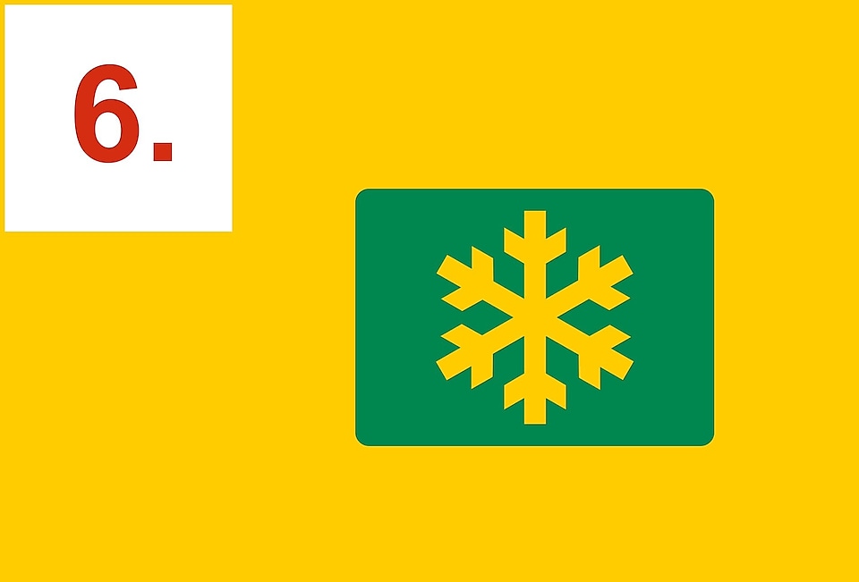 Symbole en forme de flocon de neige dans un rectangle