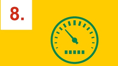 Indicateur de vitesse vert sur fond jaune